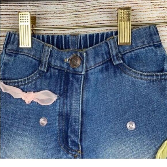 Vintage Little Mass Girl's Jeans Ruffle and Bow Details Cotton size 3T - Picture 7 of 11